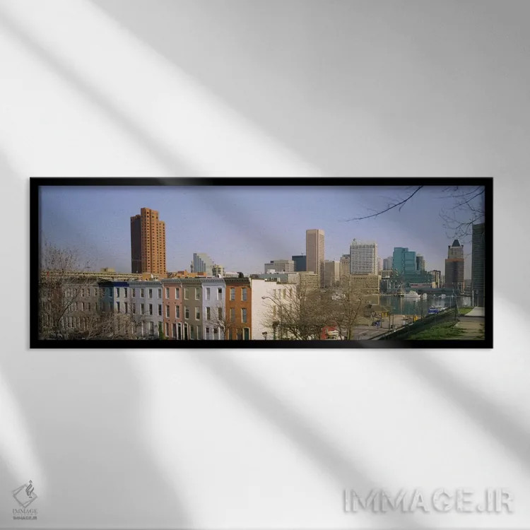 تابلو دکوراتیو Inner Harbor, Baltimore, Maryland, USA,نمای بالا از ساخ… اثر پانورامیک ایمجز - نمای قابدار مشکی
