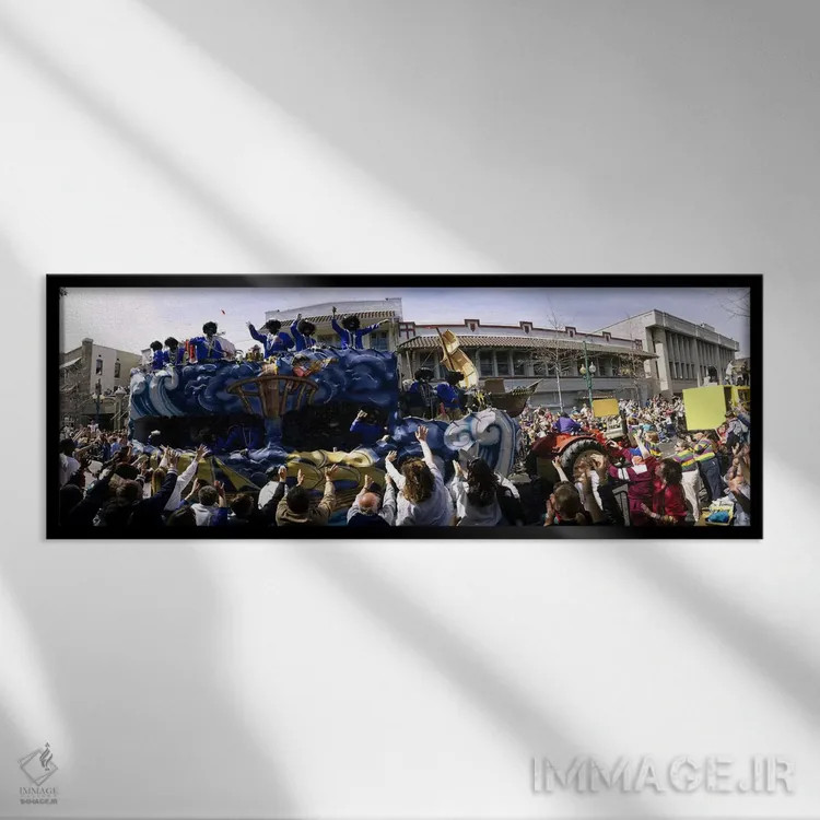 تابلو دکوراتیو New Orleans, Louisiana, USA,جمعیت مردم در حال تشویق کار… اثر پانورامیک ایمجز - نمای قابدار مشکی