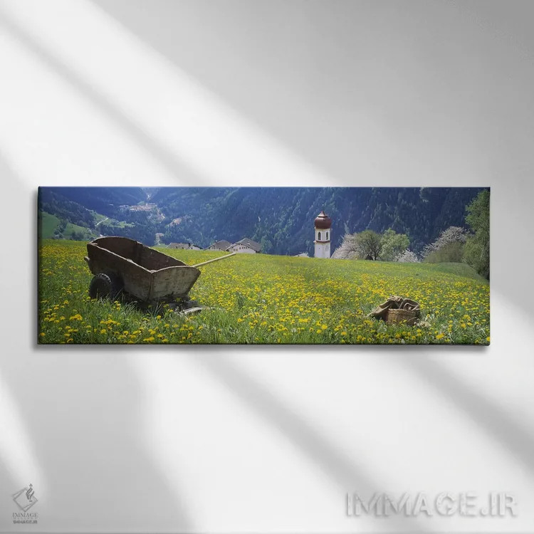 تابلو دکوراتیو Tyrol, Austria,فرغون در یک مزرعه، تیرول، اتریش اثر پانورامیک ایمجز - نمای روبهرو روی دیوار