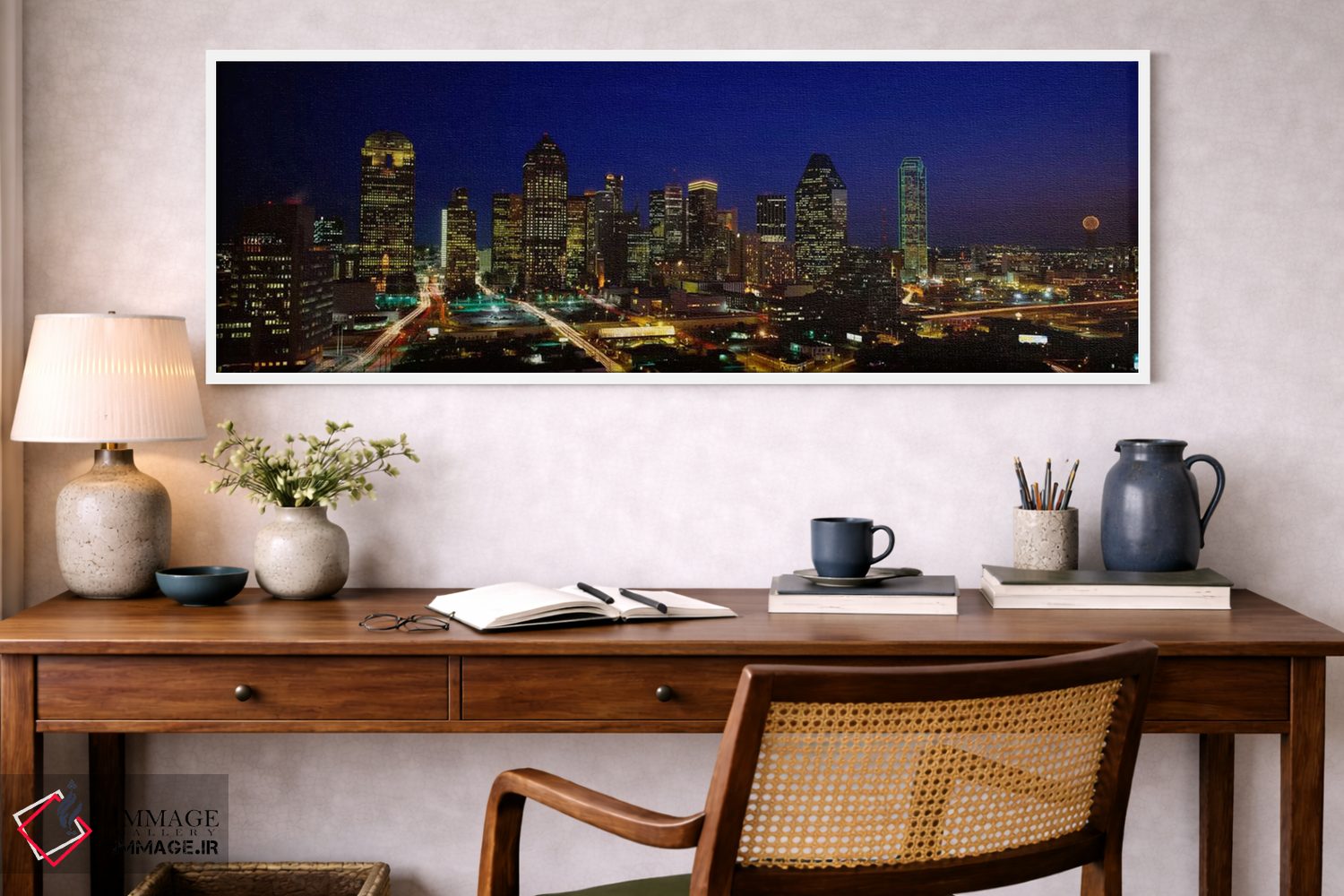 تابلو دکوراتیو Dallas, Texas, USA,ساختمان های شهر که شب هنگام روشن اند… اثر پانورامیک ایمجز - D1W