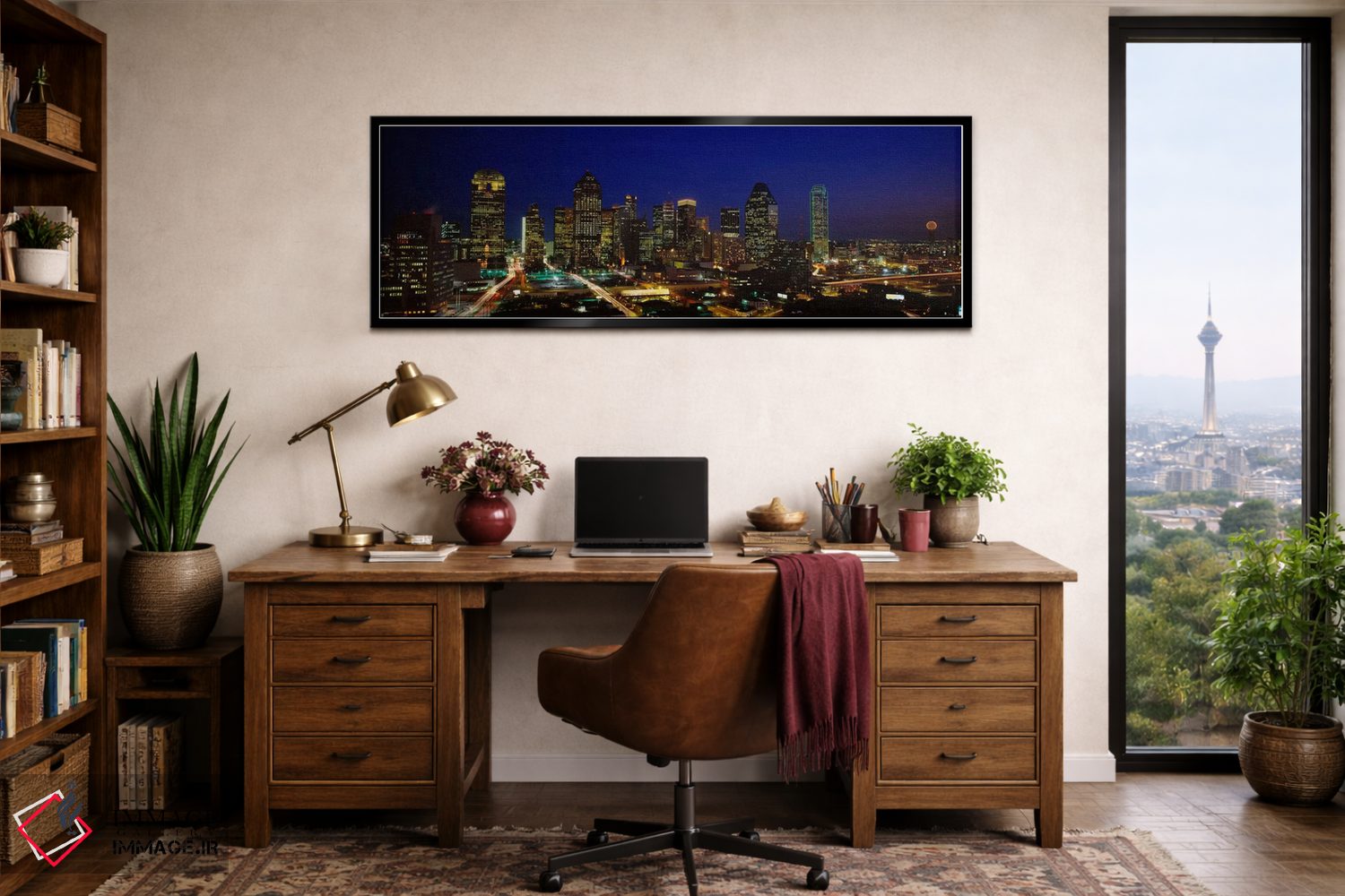 تابلو دکوراتیو Dallas, Texas, USA,ساختمان های شهر که شب هنگام روشن اند… اثر پانورامیک ایمجز - D3B