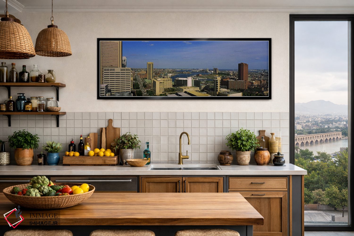 تابلو دکوراتیو Baltimore, Maryland, USA,نمای زاویه بالا از آسمان خراش… اثر پانورامیک ایمجز - D3B