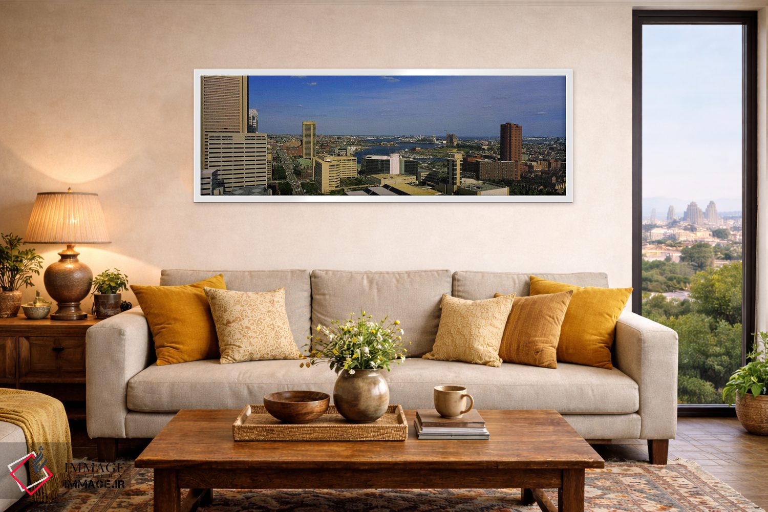 تابلو دکوراتیو Baltimore, Maryland, USA,نمای زاویه بالا از آسمان خراش… اثر پانورامیک ایمجز - D5W