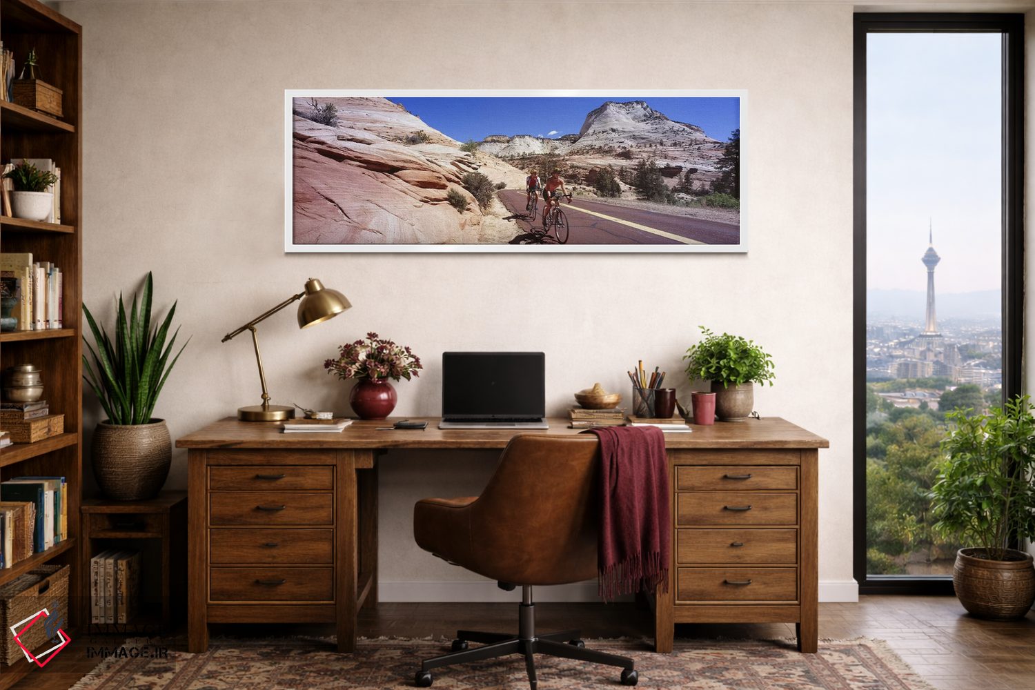 تابلو دکوراتیو Zion National Park, Utah, USA,دو نفر در حال دوچرخه سوار… اثر پانورامیک ایمجز - D1W