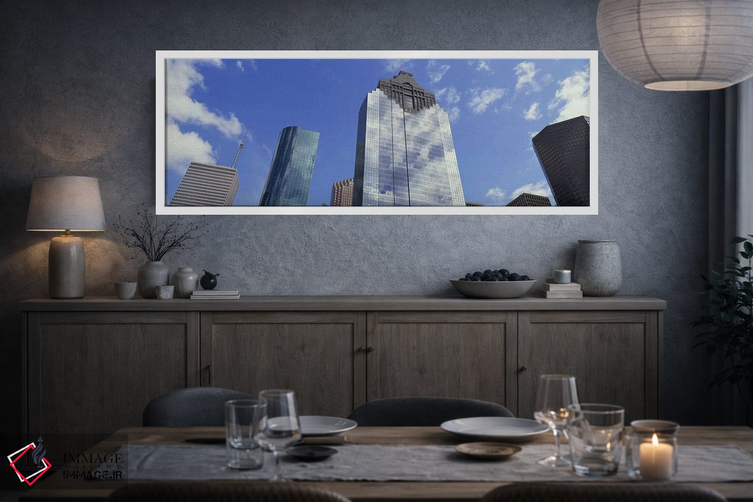 تابلو دکوراتیو Houston, Texas, USA,نمای زاویه پایین از ساختمان های ادا… اثر پانورامیک ایمجز - D3W