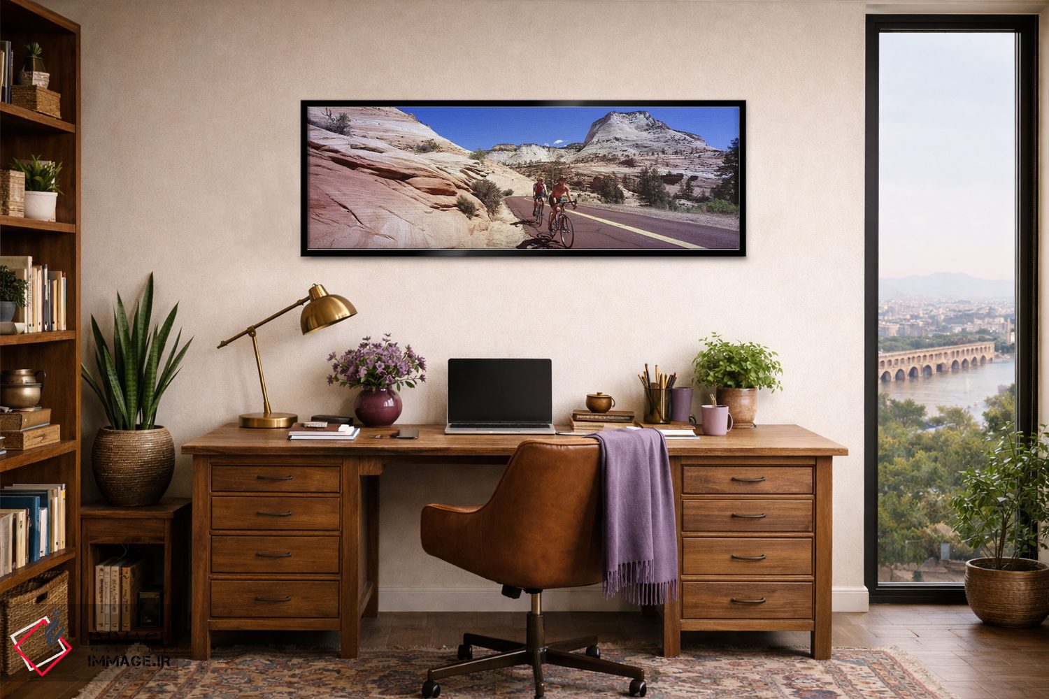 تابلو دکوراتیو Zion National Park, Utah, USA,دو نفر در حال دوچرخه سوار… اثر پانورامیک ایمجز - D2B