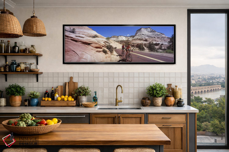تابلو دکوراتیو Zion National Park, Utah, USA,دو نفر در حال دوچرخه سوار… اثر پانورامیک ایمجز - D3B