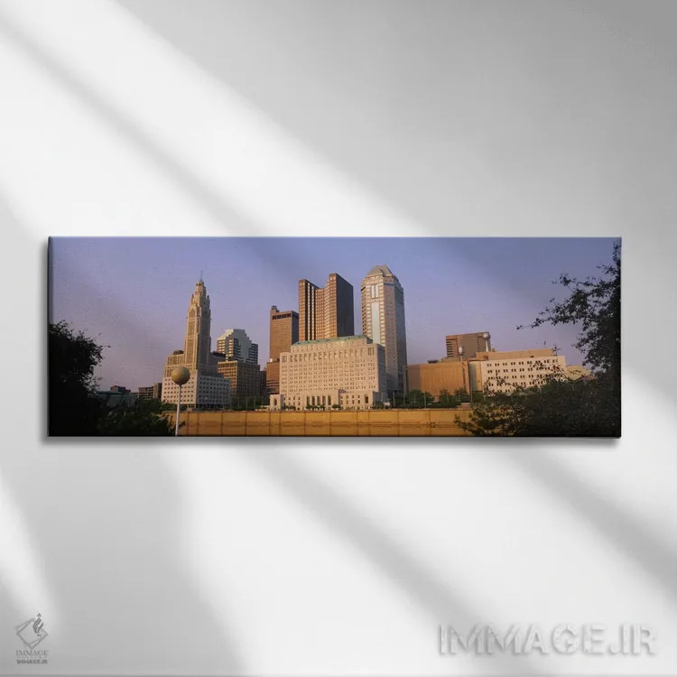 تابلو دکوراتیو Scioto River, Columbus, Ohio, USA,نمای زاویه پایین از س… اثر پانورامیک ایمجز - نمای روبهرو روی دیوار