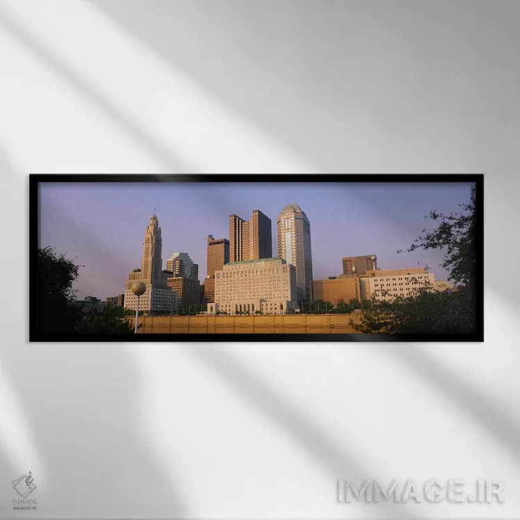 تابلو دکوراتیو Scioto River, Columbus, Ohio, USA,نمای زاویه پایین از س… اثر پانورامیک ایمجز - نمای قابدار مشکی