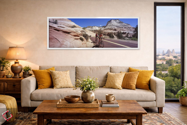 تابلو دکوراتیو Zion National Park, Utah, USA,دو نفر در حال دوچرخه سوار… اثر پانورامیک ایمجز - D5W