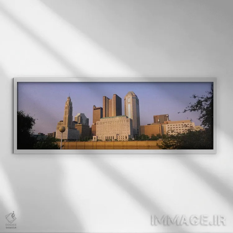 تابلو دکوراتیو Scioto River, Columbus, Ohio, USA,نمای زاویه پایین از س… اثر پانورامیک ایمجز - نمای قابدار سفید