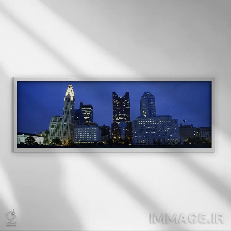 تابلو دکوراتیو Columbus, Ohio, USA,نمای زاویه پایین از ساختمان های روش… اثر پانورامیک ایمجز - نمای قابدار سفید
