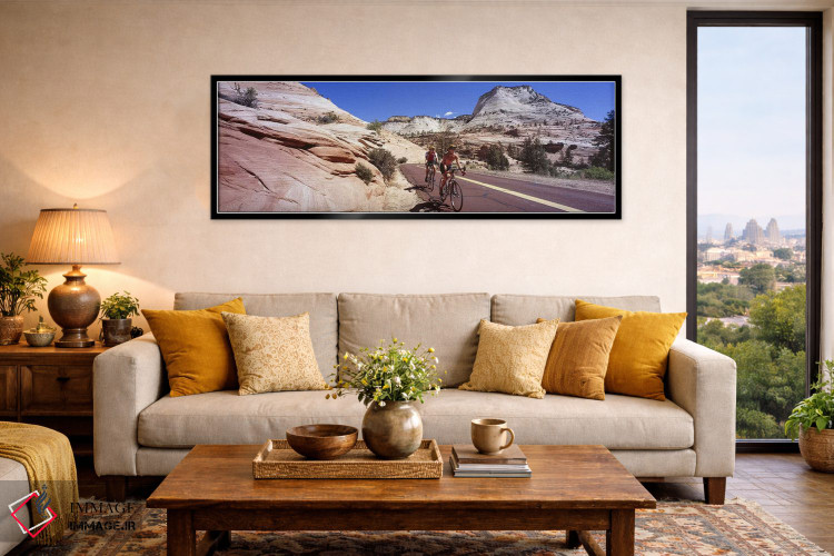 تابلو دکوراتیو Zion National Park, Utah, USA,دو نفر در حال دوچرخه سوار… اثر پانورامیک ایمجز - D6B