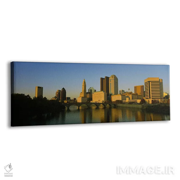 تابلو دکوراتیو Columbus, Ohio, USA,نمای بالا از ساختمان ها در کنار آب… اثر پانورامیک ایمجز - نمای پرسپکتیو محصول