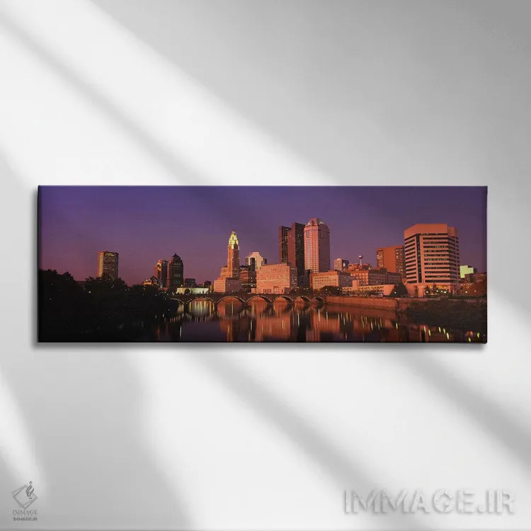 تابلو دکوراتیو Columbus, Ohio, USA,ساختمان ها در کنار آب، کلمبوس، اوها… اثر پانورامیک ایمجز - نمای روبهرو روی دیوار