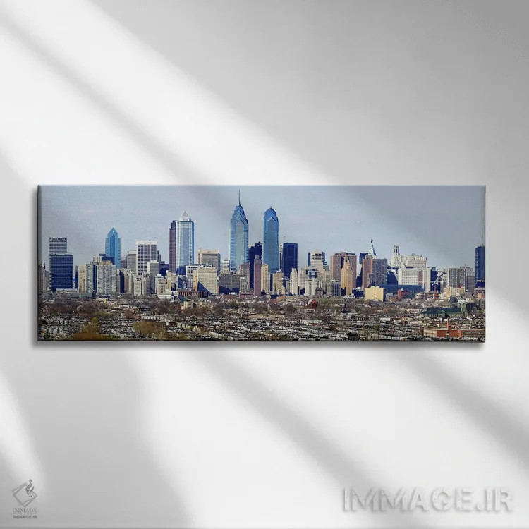 تابلو دکوراتیو Philadelphia, Pennsylvania, USA #4,آسمان خراش ها در شهر… اثر پانورامیک ایمجز - نمای روبهرو روی دیوار