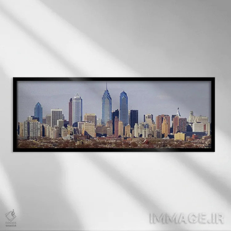 تابلو دکوراتیو Philadelphia, Pennsylvania, USA #5,آسمان خراش ها در شهر… اثر پانورامیک ایمجز - نمای قابدار مشکی