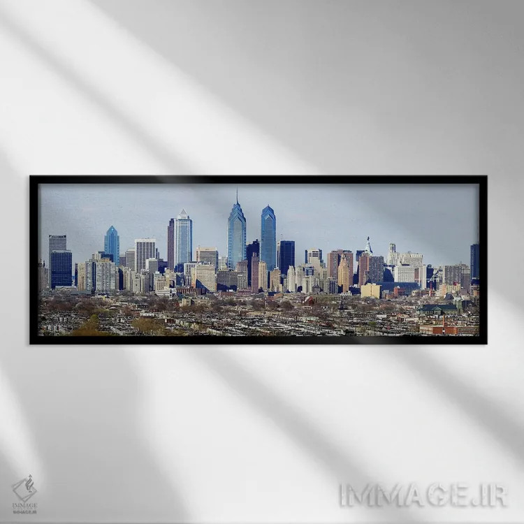 تابلو دکوراتیو Philadelphia, Pennsylvania, USA #4,آسمان خراش ها در شهر… اثر پانورامیک ایمجز - نمای قابدار مشکی