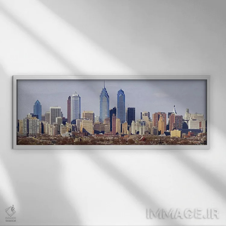 تابلو دکوراتیو Philadelphia, Pennsylvania, USA #5,آسمان خراش ها در شهر… اثر پانورامیک ایمجز - نمای قابدار سفید