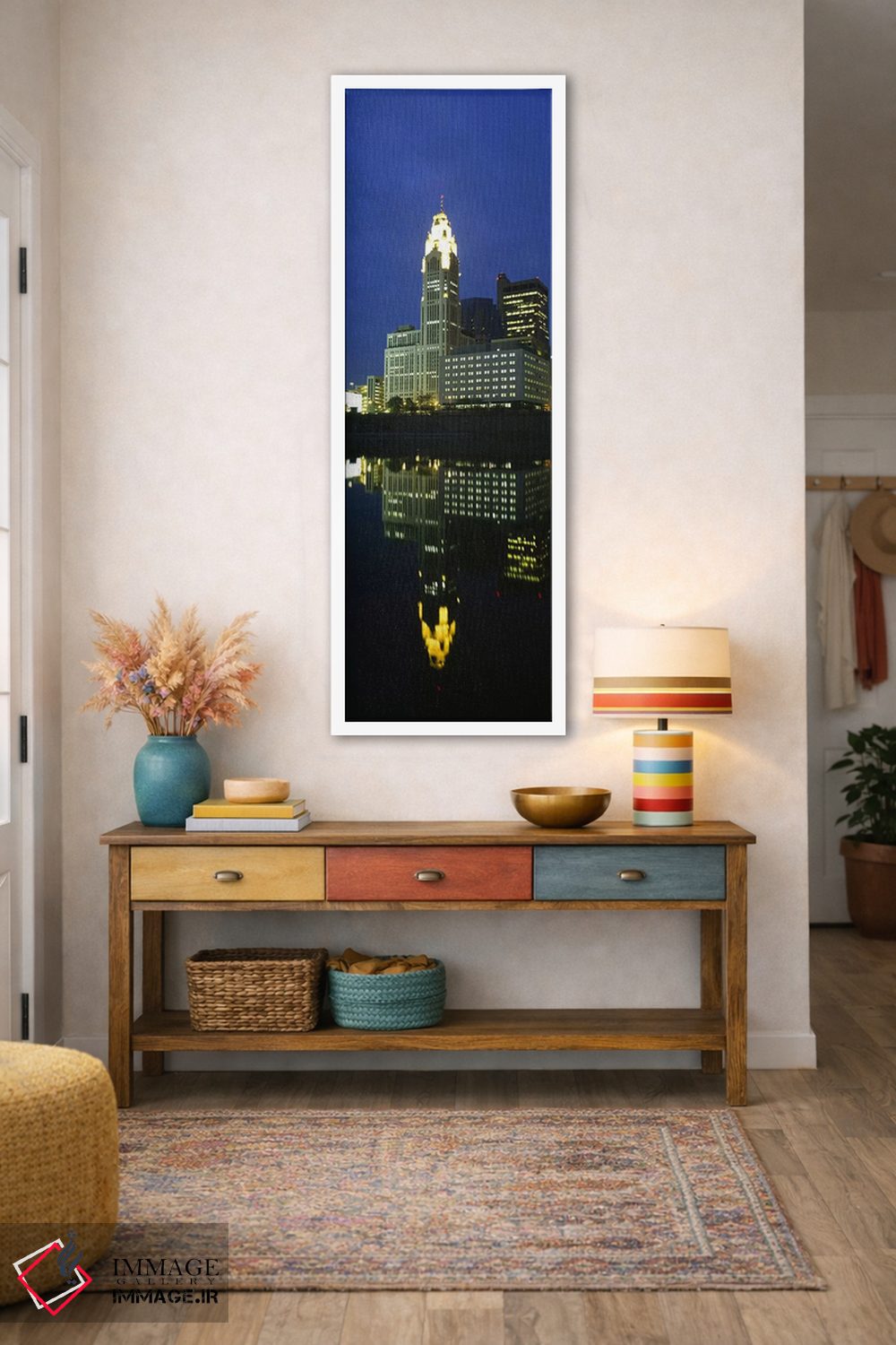 تابلو دکوراتیو Scioto River, Columbus, Ohio, USA,ساختمان های روشن شهر… اثر پانورامیک ایمجز - D1W