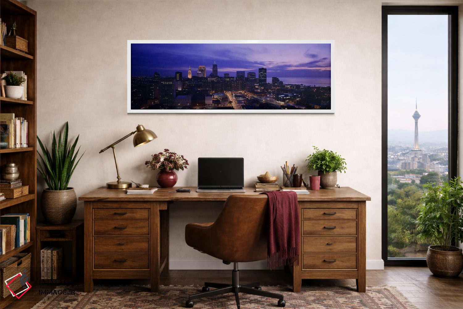 تابلو دکوراتیو Cleveland, Ohio, USA,نمای بالا از ساختمان های شهری، کلی… اثر پانورامیک ایمجز - D1W