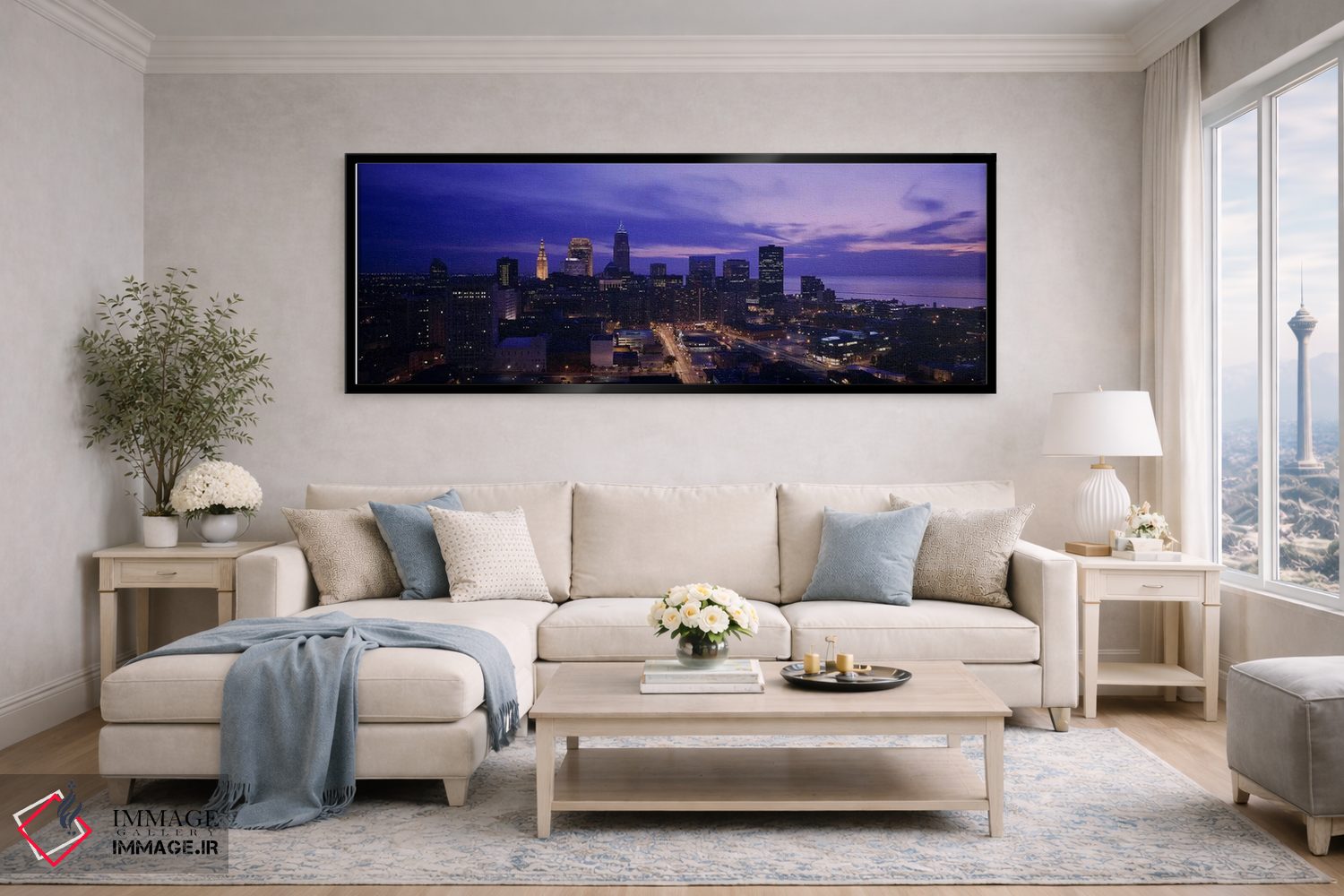 تابلو دکوراتیو Cleveland, Ohio, USA,نمای بالا از ساختمان های شهری، کلی… اثر پانورامیک ایمجز - D5B