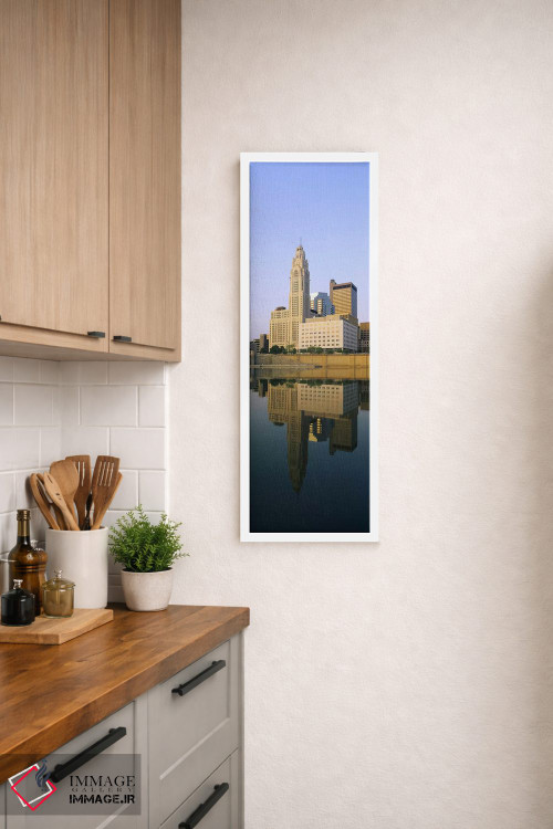 تابلو دکوراتیو Scioto River, Columbus, Ohio, USA,انعکاس ساختمان ها در… اثر پانورامیک ایمجز - D3W