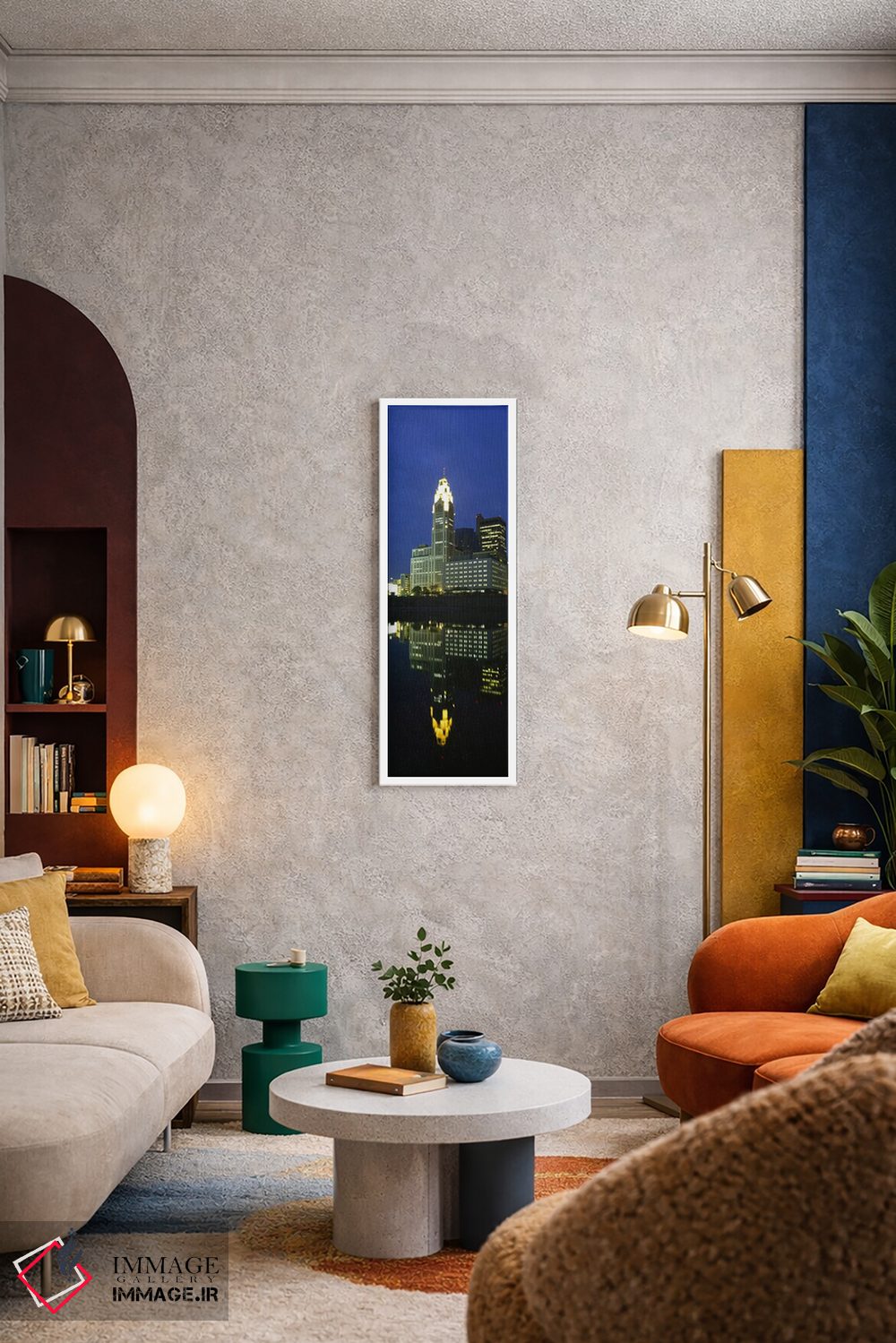 تابلو دکوراتیو Scioto River, Columbus, Ohio, USA,ساختمان های روشن شهر… اثر پانورامیک ایمجز - D5W