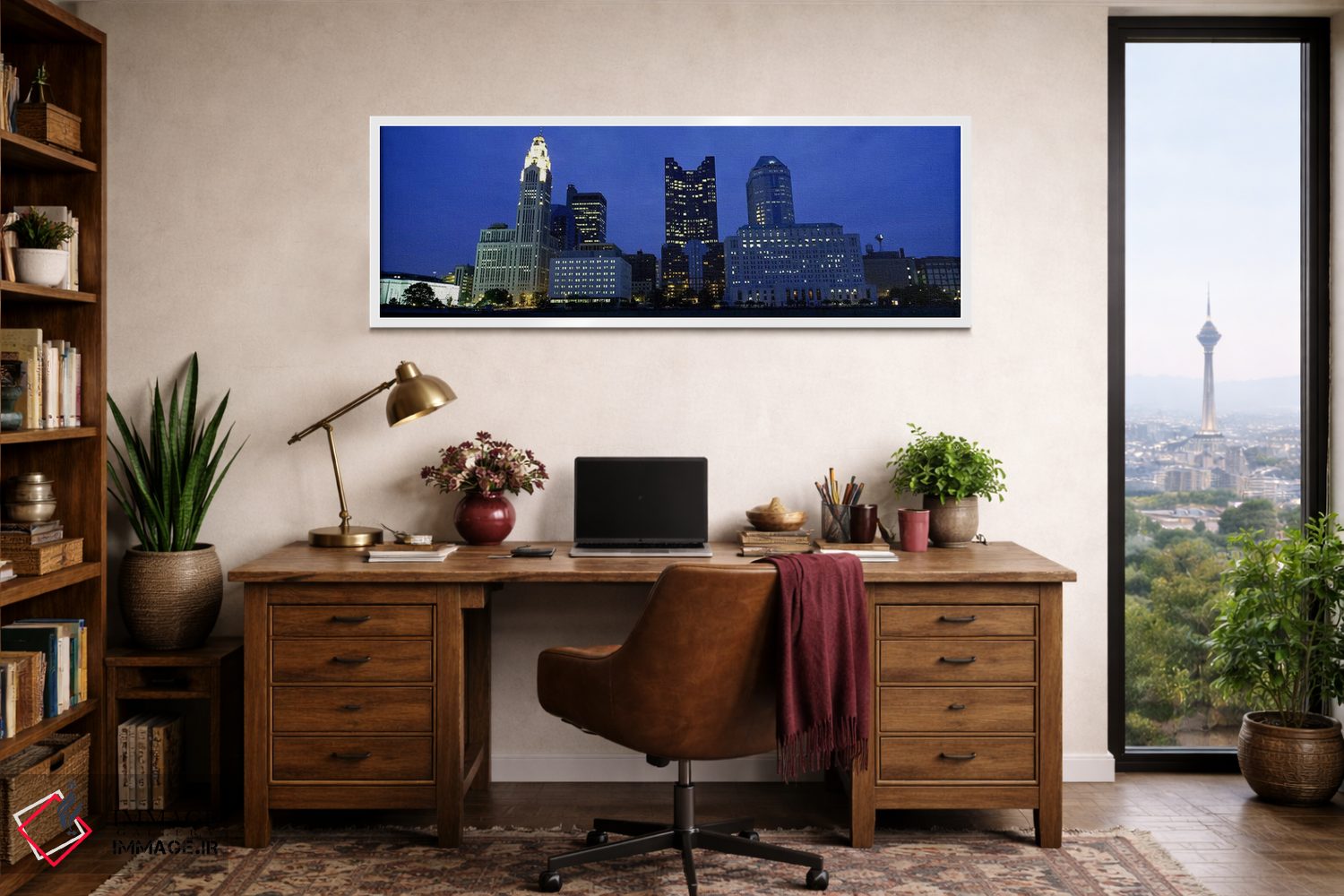 تابلو دکوراتیو Columbus, Ohio, USA,نمای زاویه پایین از ساختمان های روش… اثر پانورامیک ایمجز - D2W