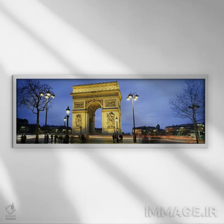 تابلو دکوراتیو Arc de Triomphe, Paris, France,گردشگران در حال قدم زدن… اثر پانورامیک ایمجز - نمای قابدار سفید