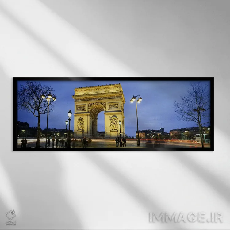 تابلو دکوراتیو Arc de Triomphe, Paris, France,گردشگران در حال قدم زدن… اثر پانورامیک ایمجز - نمای قابدار مشکی