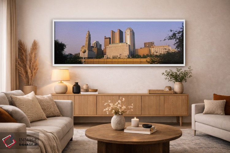 تابلو دکوراتیو Scioto River, Columbus, Ohio, USA,نمای زاویه پایین از س… اثر پانورامیک ایمجز - D3W