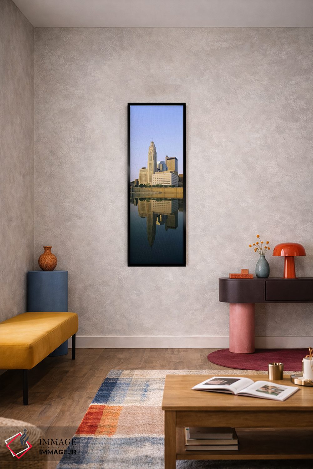 تابلو دکوراتیو Scioto River, Columbus, Ohio, USA,انعکاس ساختمان ها در… اثر پانورامیک ایمجز - D6B