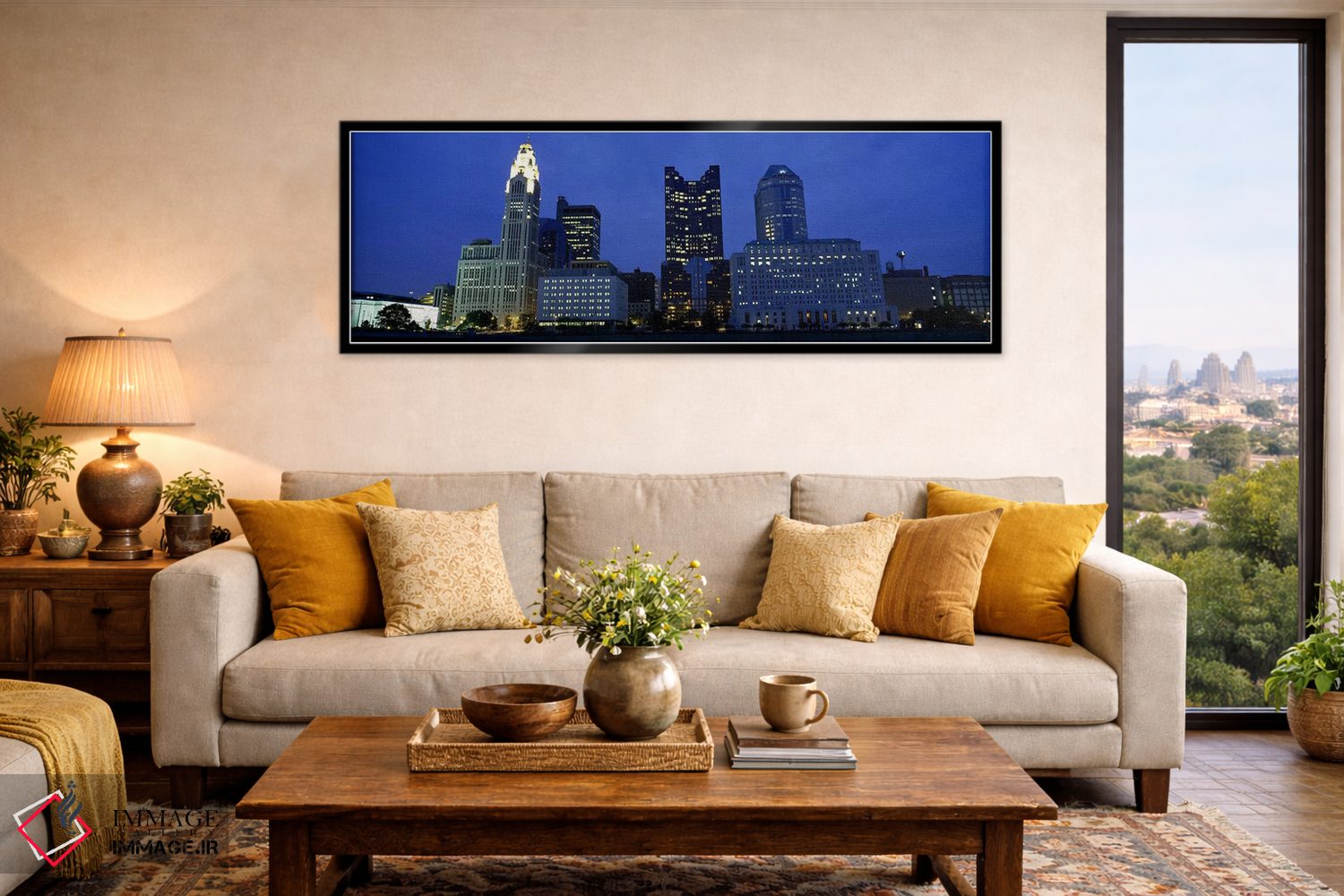 تابلو دکوراتیو Columbus, Ohio, USA,نمای زاویه پایین از ساختمان های روش… اثر پانورامیک ایمجز - D6B