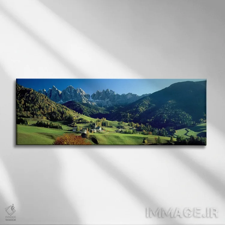 تابلو دکوراتیو Val di Funes, South Tyrol, Trentino-Alto Adige, Italy,س… اثر پانورامیک ایمجز - نمای روبهرو روی دیوار