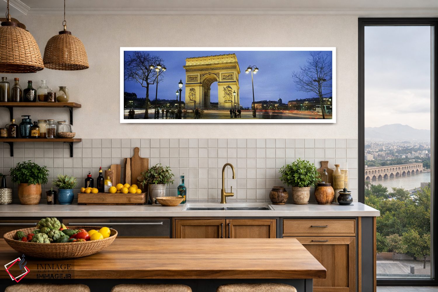 تابلو دکوراتیو Arc de Triomphe, Paris, France,گردشگران در حال قدم زدن… اثر پانورامیک ایمجز - D3W