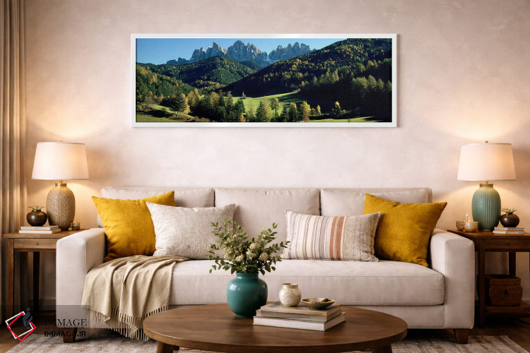 تابلو دکوراتیو Val di Funes, South Tyrol, Italy,نمای دور کلیسای سنت یو… اثر پانورامیک ایمجز - D1W