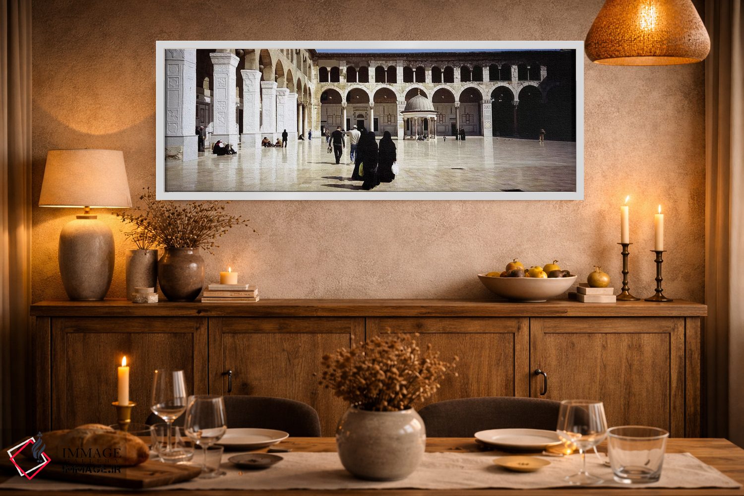 تابلو دکوراتیو Umayyad Mosque, Damascus, Syria,گروهی از مردم در حال قد… اثر پانورامیک ایمجز - D1W