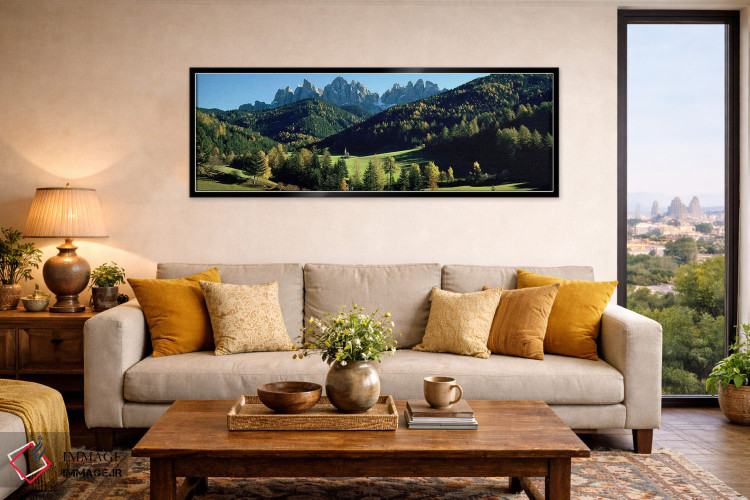 تابلو دکوراتیو Val di Funes, South Tyrol, Italy,نمای دور کلیسای سنت یو… اثر پانورامیک ایمجز - D6B