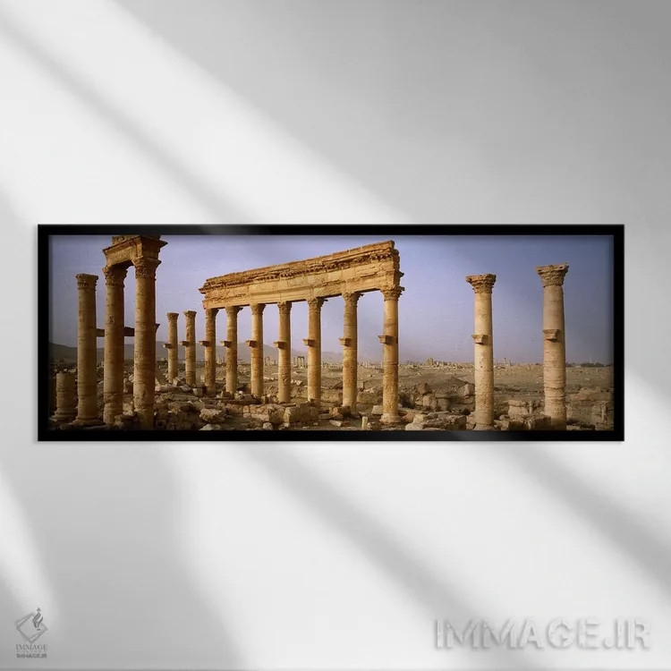تابلو دکوراتیو Palmyra, Syria,ویرانه های قدیمی در یک چشم انداز، پالمیر… اثر پانورامیک ایمجز - نمای قابدار مشکی