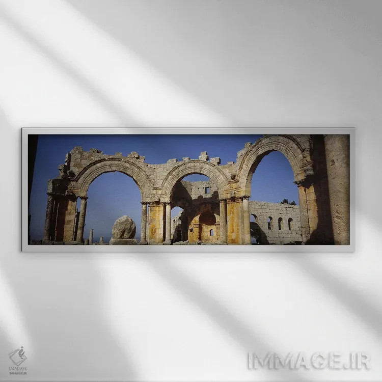 تابلو دکوراتیو St. Simeon Church, Aleppo, Syria,ویرانه های قدیمی کلیسا… اثر پانورامیک ایمجز - نمای قابدار سفید