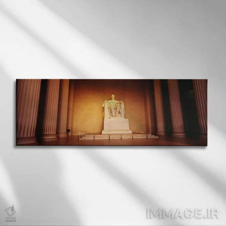 تابلو دکوراتیو Lincoln Memorial, Washington DC, USA,نمای زاویه پایین ا… اثر پانورامیک ایمجز - نمای روبهرو روی دیوار