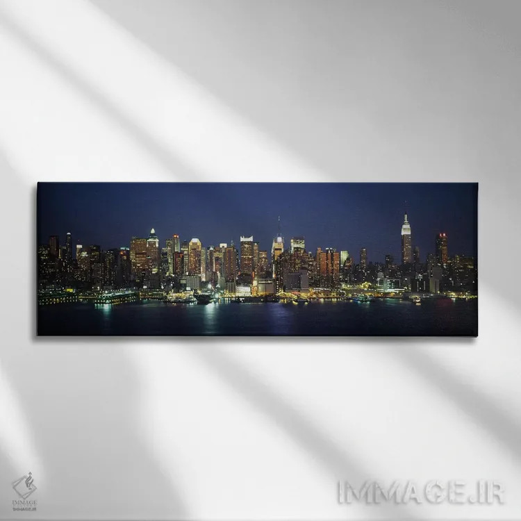 تابلو دکوراتیو Manhattan, New York City, New York, USA,خط افق شبانه، م… اثر پانورامیک ایمجز - نمای روبهرو روی دیوار