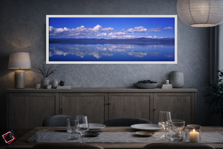 تابلو دکوراتیو Iceland,ابرهای پنبه ای و انعکاس آن ها در اولفوسا، ایسلن… اثر پانورامیک ایمجز - D3W