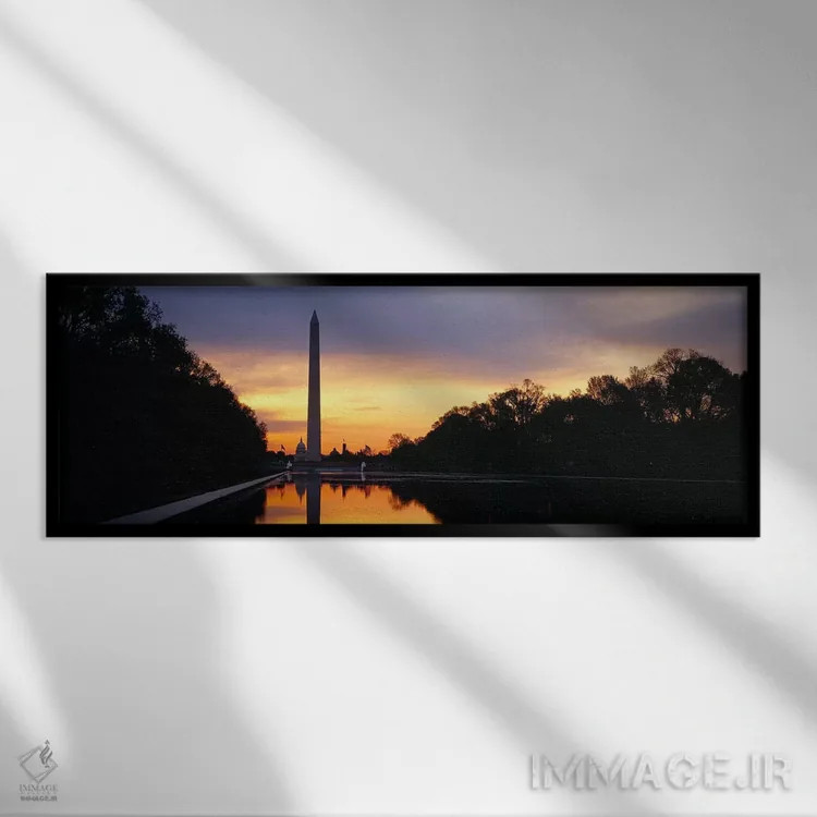 تابلو دکوراتیو Washington Monument, Washington DC, USA,سیلوئت یک ابلیس… اثر پانورامیک ایمجز - نمای قابدار مشکی