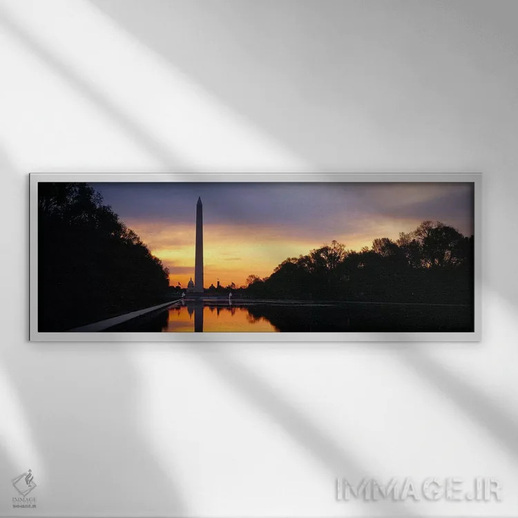 تابلو دکوراتیو Washington Monument, Washington DC, USA,سیلوئت یک ابلیس… اثر پانورامیک ایمجز - نمای قابدار سفید