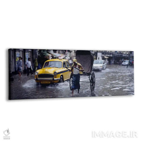 تابلو دکوراتیو Calcutta, West Bengal, India,رکشای کشیده شده در ترافیک… اثر پانورامیک ایمجز - نمای پرسپکتیو محصول