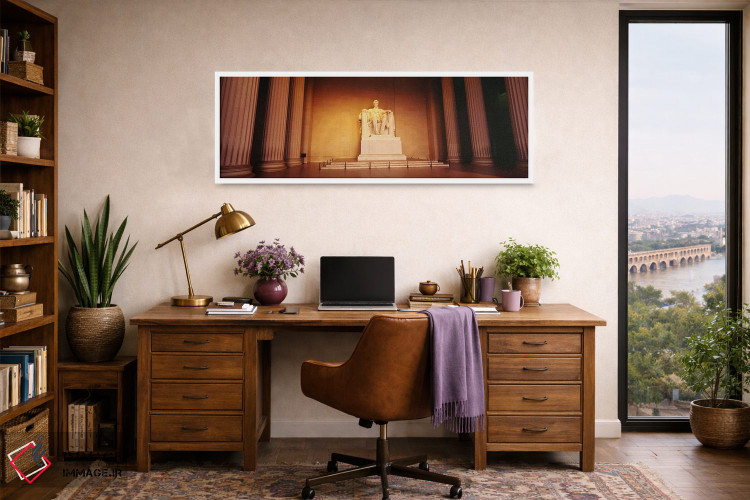 تابلو دکوراتیو Lincoln Memorial, Washington DC, USA,نمای زاویه پایین ا… اثر پانورامیک ایمجز - D1W