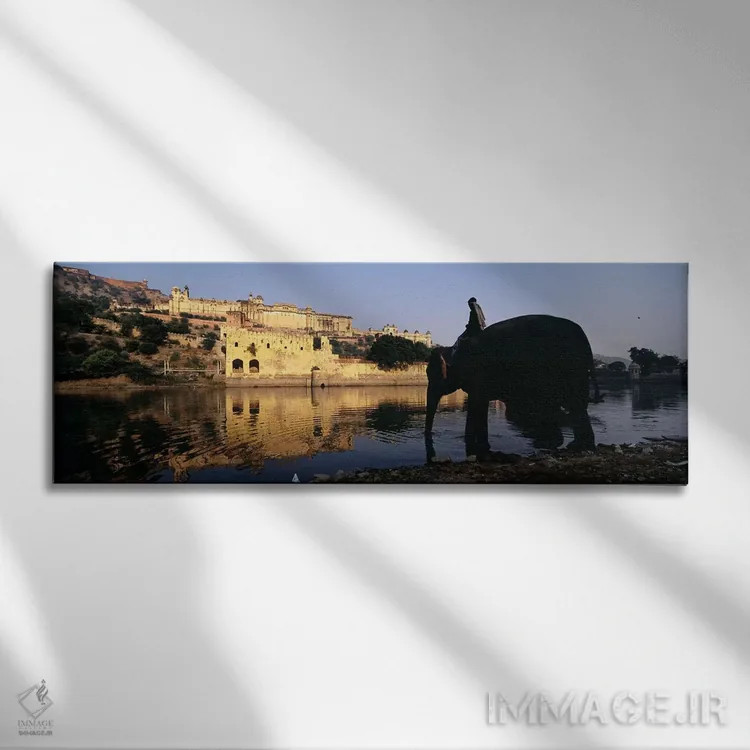 تابلو دکوراتیو Amber Fort, Jaipur, Rajasthan, India,نمای نیم رخ مردی ن… اثر پانورامیک ایمجز - نمای روبهرو روی دیوار