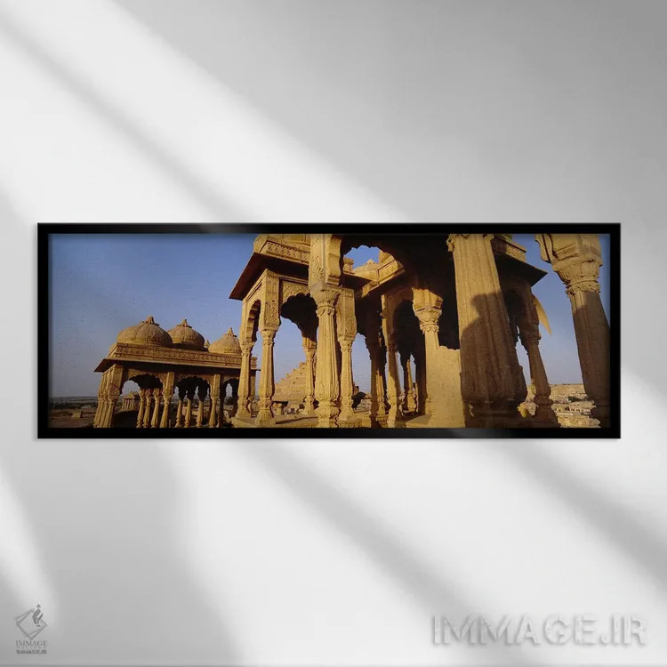 تابلو دکوراتیو Jaisalmer, Rajasthan, India,نمای زاویه پایین از بناهای… اثر پانورامیک ایمجز - نمای قابدار مشکی